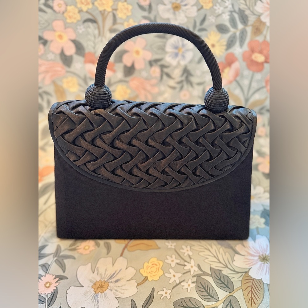 Mac Fly Vintage Small Evening Black Cloth Top Handle Crossbody Bag